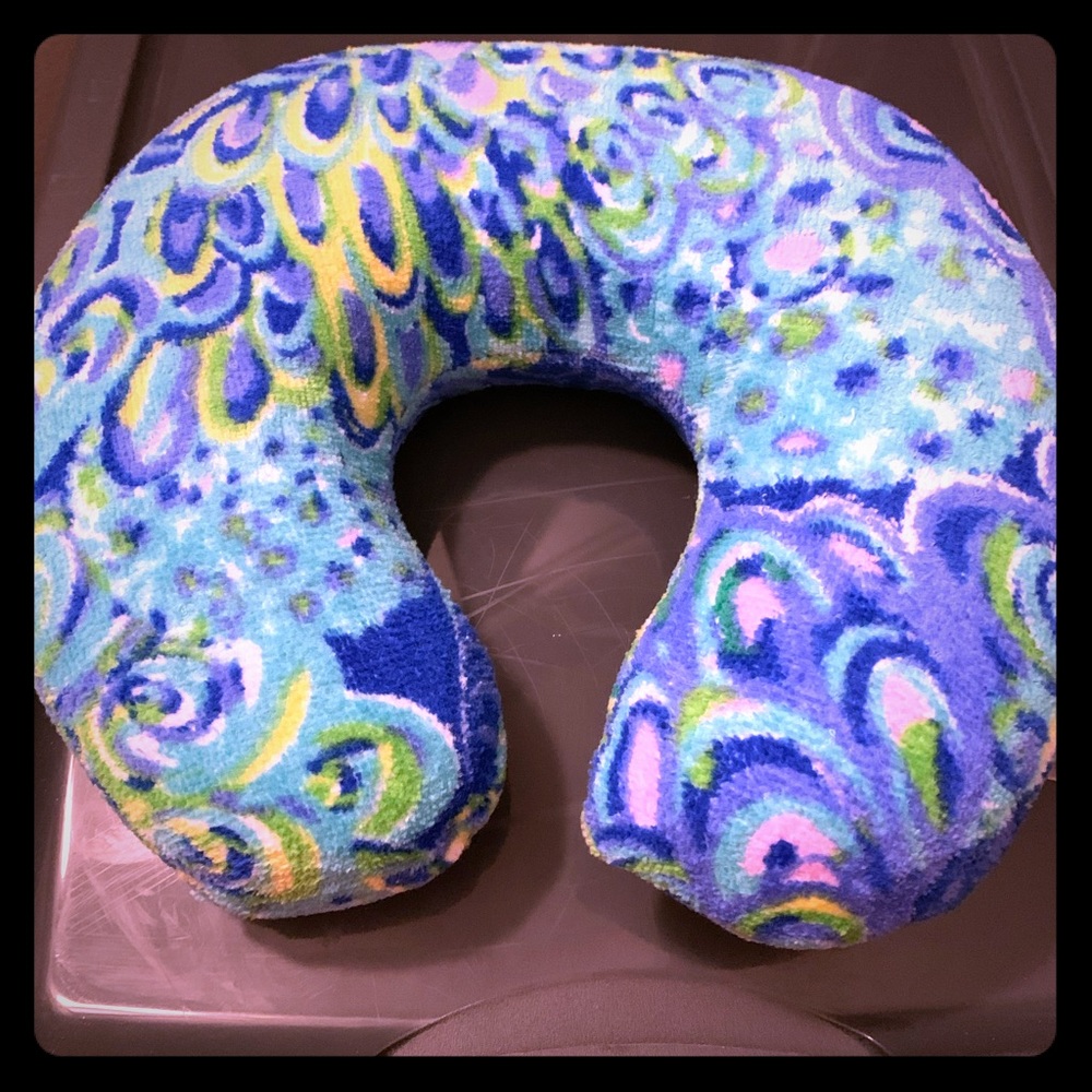 Lilly Pulitzer Blue, Green & Pink Patterned Travel Neck Pillow
